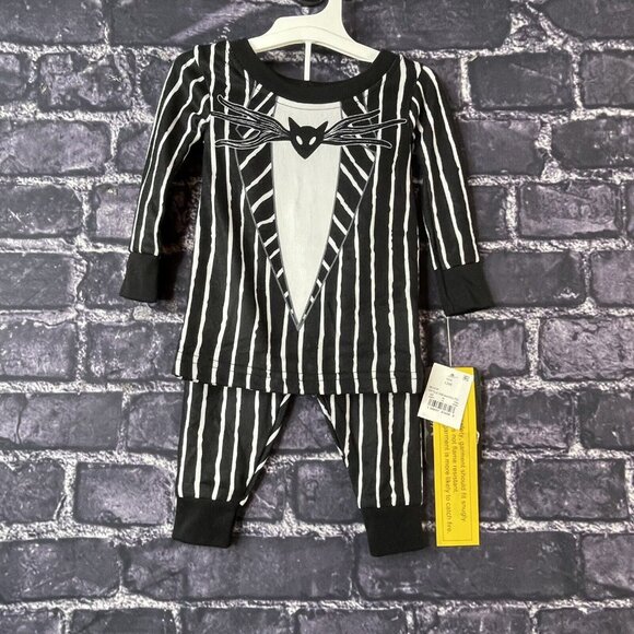 Nightmare Before Christmas 12 Month Jack pajama set Black White Stripe - Picture 3 of 13